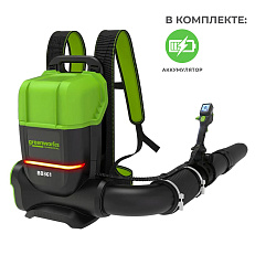 Воздуходув аккумуляторный ранцевый Greenworks GD82BP2 (362 км/ч) 82V бесщеточный с АКБ 2.5 Ач, без ЗУ