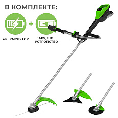 Аккумуляторный триммер Greenworks TB201H бесщеточный, 82V c АКБ 8 Ач + ЗУ 4А