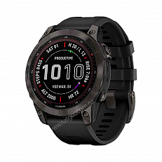 Часы Garmin Fenix 7 Sapphire Solar титановый черный DLC с черным ремешком