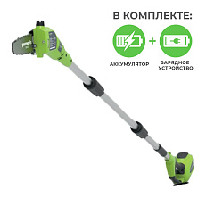 Greenworks G24PS20K2U, 24V, 20 см, c АКБ 2 А/ч с USB и ЗУ