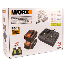 WORX WA3611 - комплект двойное зарядное устройство WA3883 + 2 АКБ 4.0 А/ч